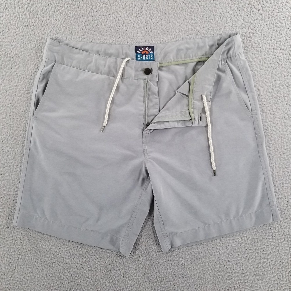 Faherty Shorts Mens 36 Gray All Day Performance Hybrid Chino Drawstring Stretch